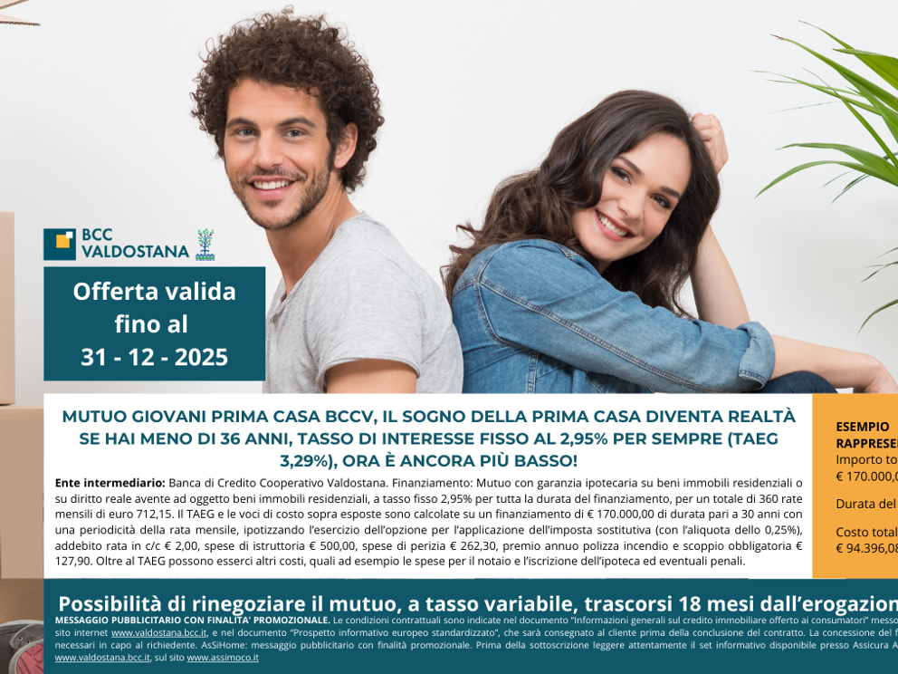 Mutuo Giovani Prima Casa BCC Valdostana 
